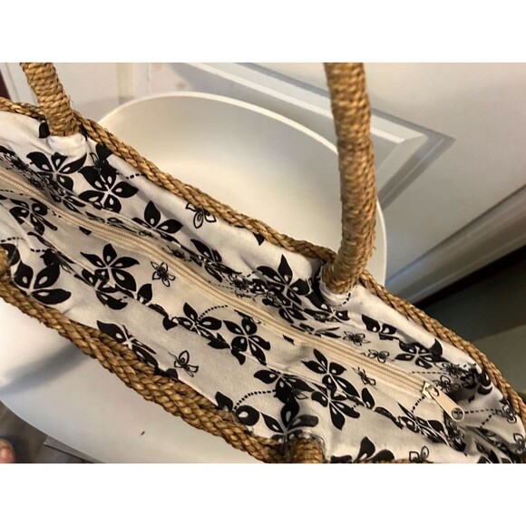 Sondra Roberts Squared Women’s Large Basket Tote Bag Beach Summer French